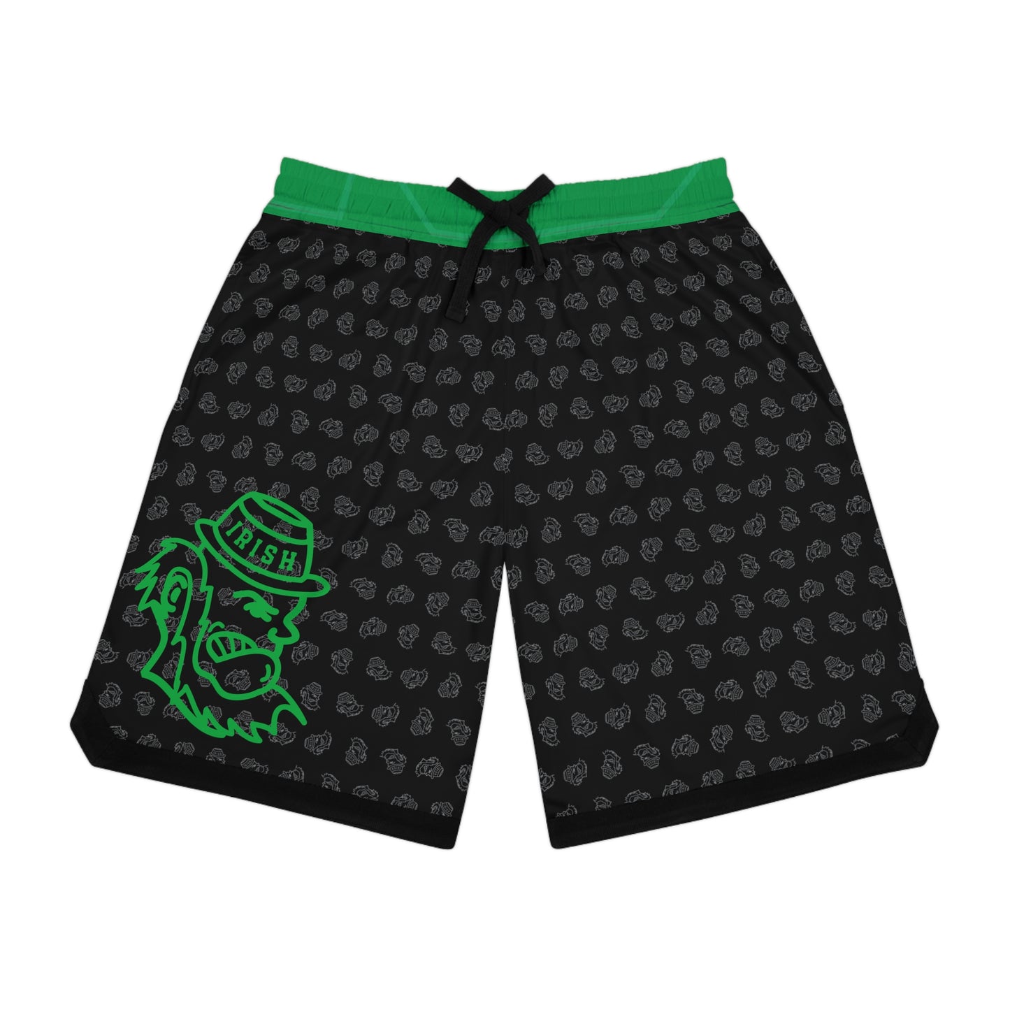 Leprechaun Icon_Leprechaun texture-Basketball Shorts - Irish Green, AOP Athletic Wear, Summer Sports, Casual Lounge Wear, Gift for Sports Lovers