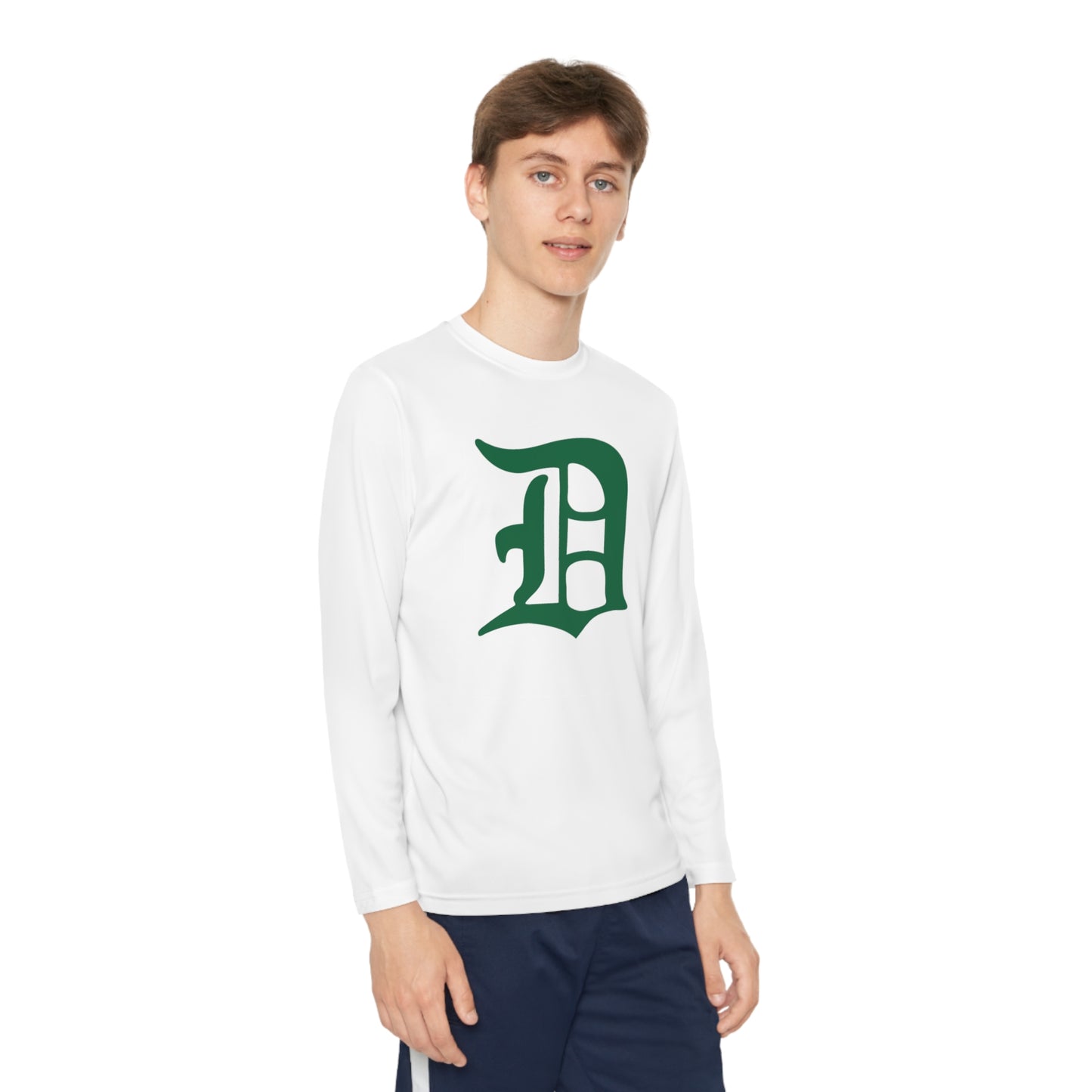 script D (front)_GREEN SOX logo (back)-Youth Long Sleeve Competitor Tee