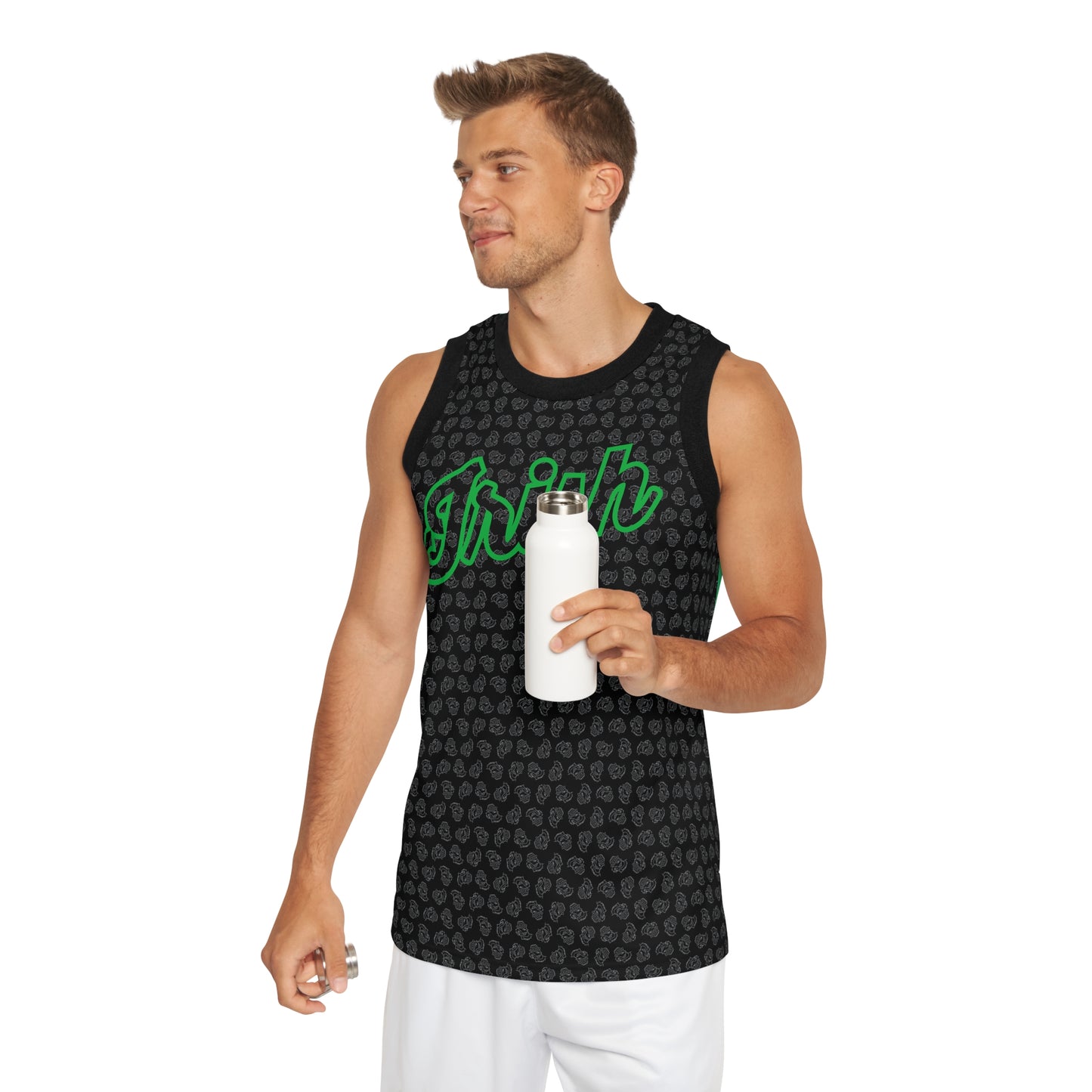 IRISH_script_Leprechaun head pattern_WE ARE SCIOTO-Stylish Unisex Basketball Jersey, Sporty Apparel, Perfect for Game Days, Events, Team Spirit, Casual Wear, Gift for Athletes