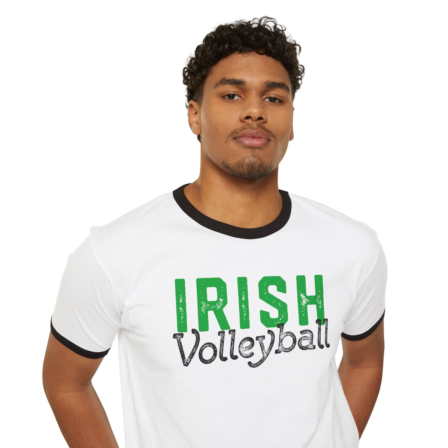 IRISH_VOLLEYBALL_Distressed-Unisex Cotton Ringer T-Shirt