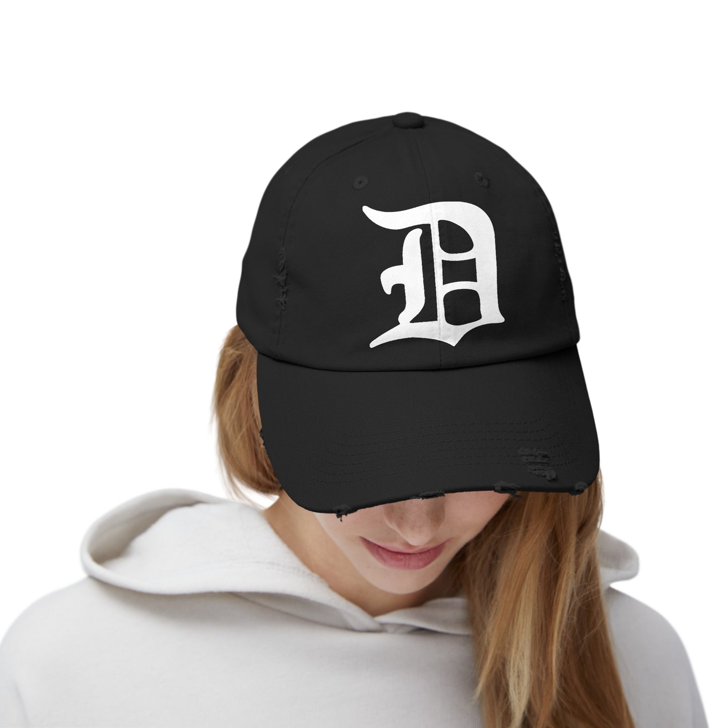 Script D-Unisex Distressed Cap