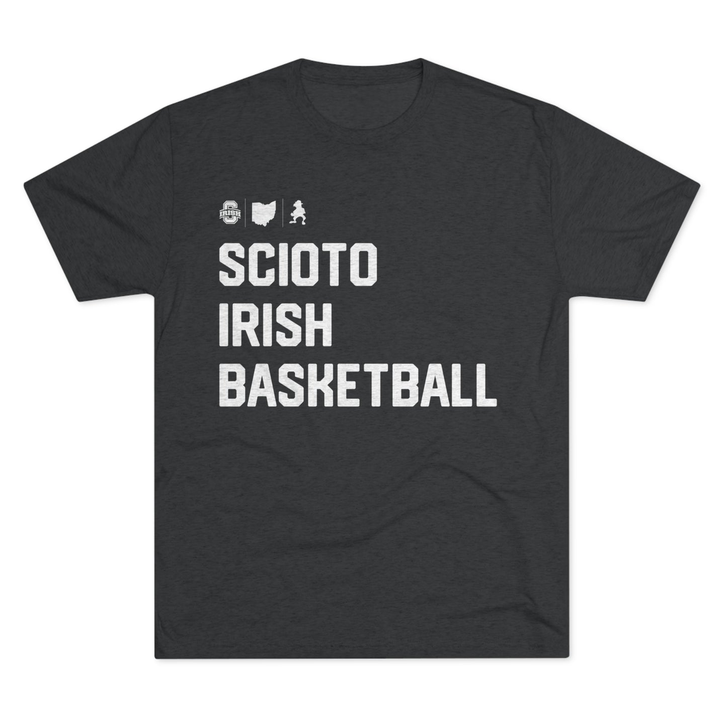 SCIOTO IRISH BASKETBALL_ICONS_LEFT ALIGNED-Unisex Tri-Blend Crew Tee