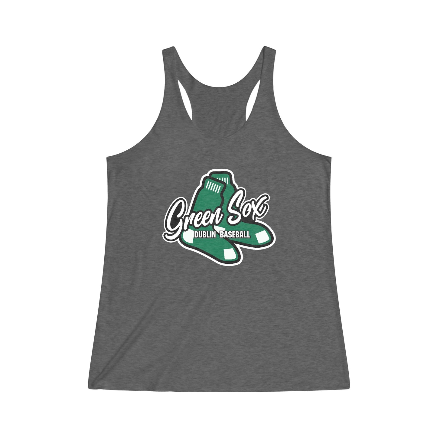 GREEN SOX (Socks icon)_WHITE STROKE-Women's Tri-Blend Racerback Tank
