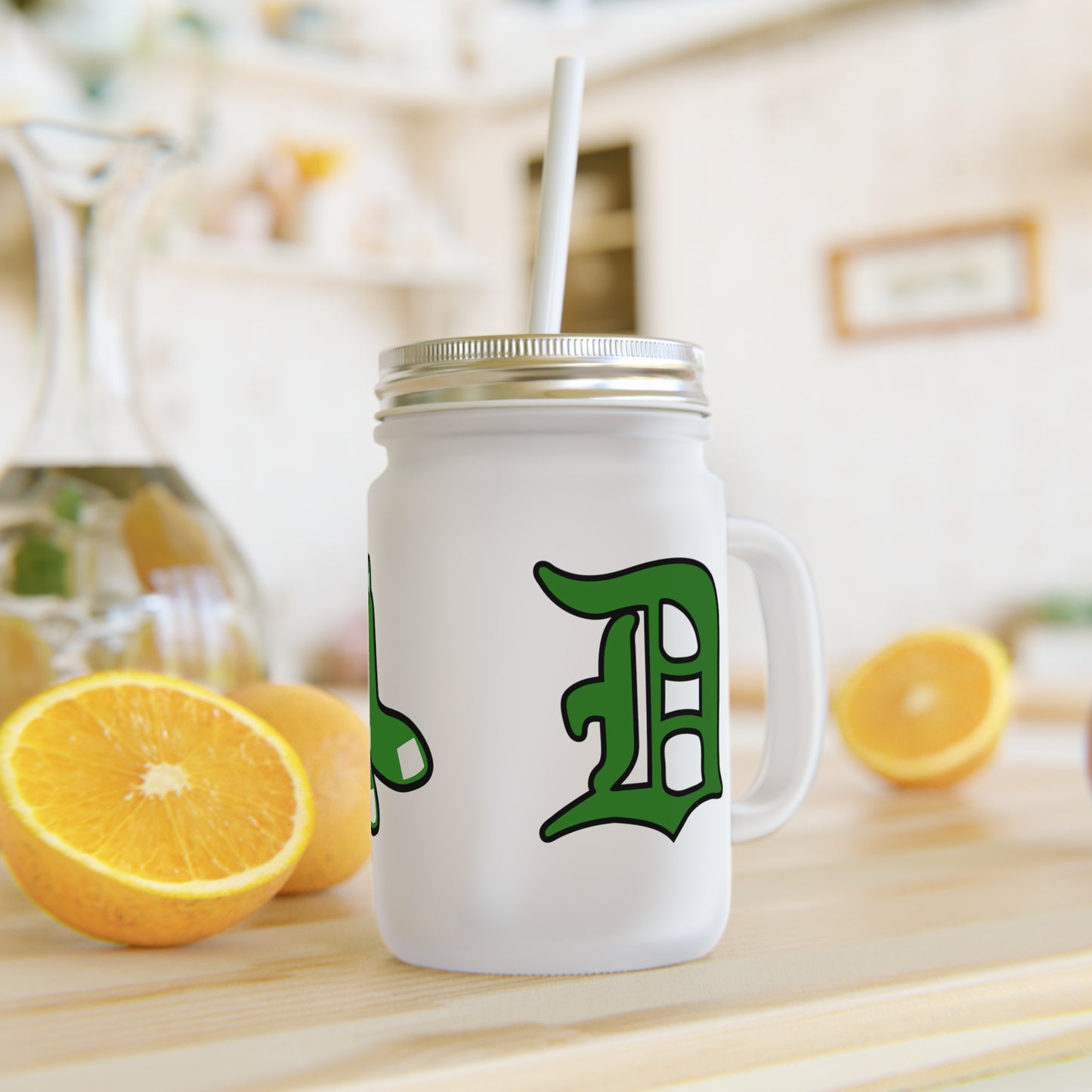 Green Sox iccon + Script D-Mason Jar