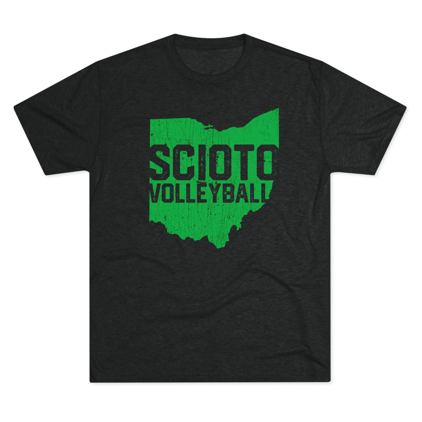 SCIOTO VOLLEYBALL_OH STATE SHAPE (Distressed) - Unisex Tri-Blend Crew Tee