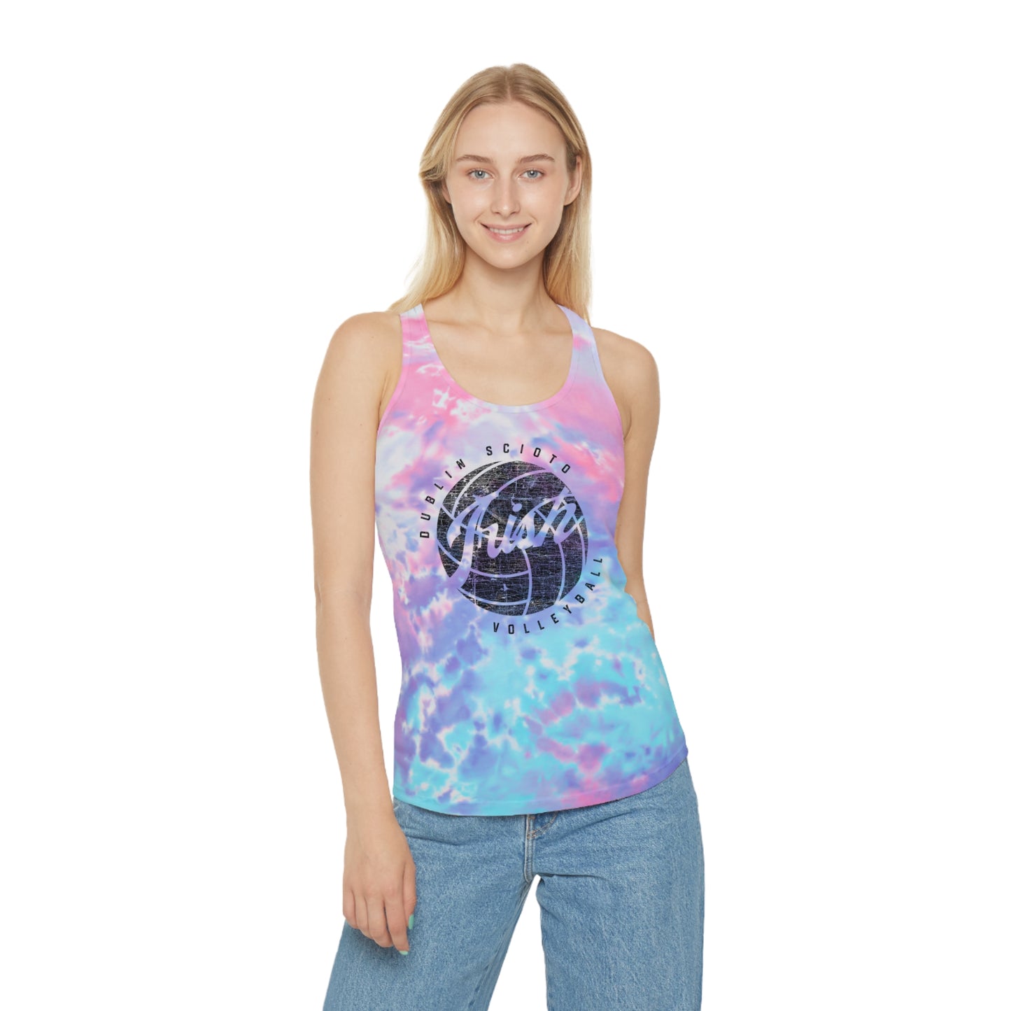 IRISH VOLLEYBALL GRAPHIC_DUBLIN SCIOTO_VOLLEYBALL-Tie Dye Racerback Tank Top