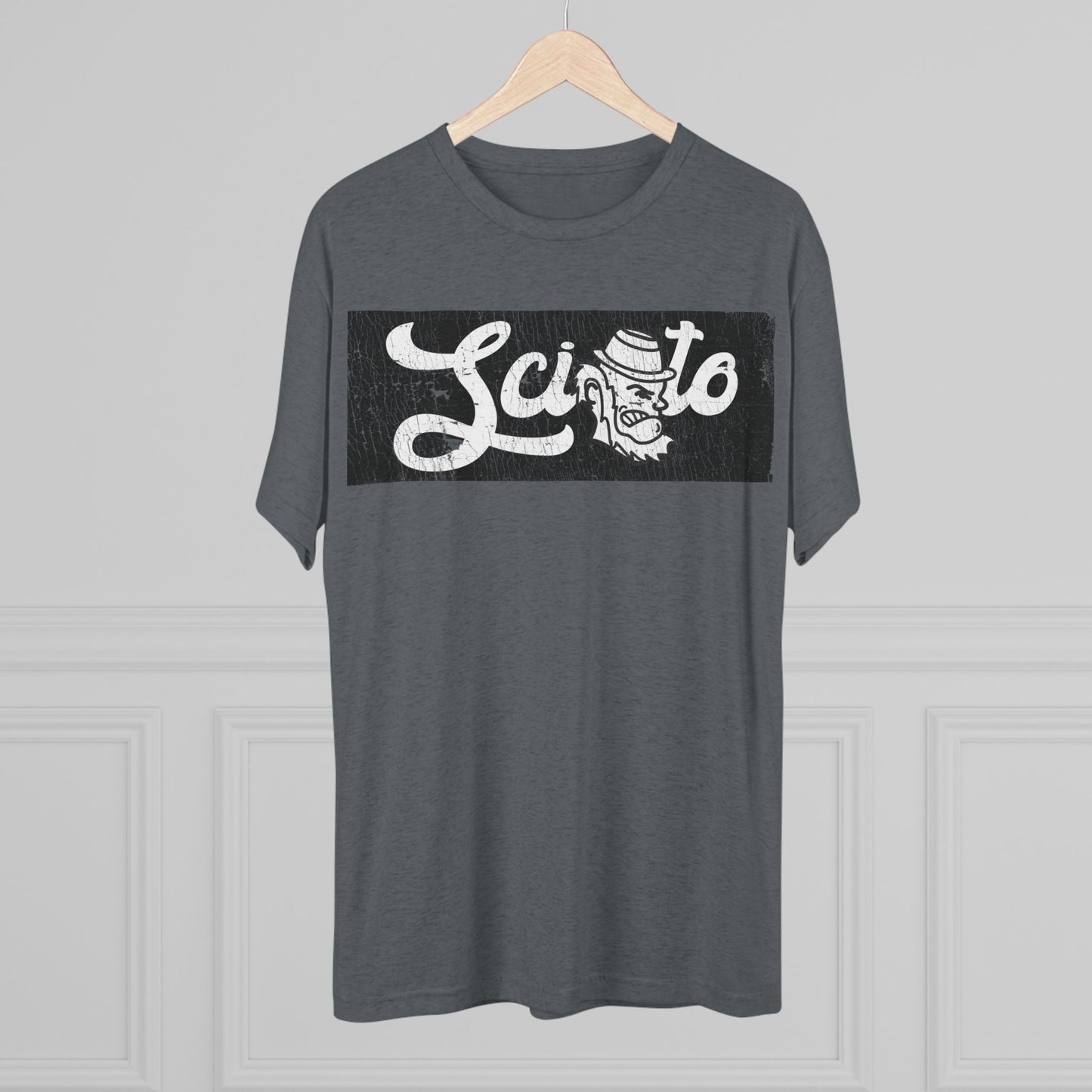 SCIOTO Script_Leprechaun icon_black color field_Distressed-Unisex Tri-Blend Crew Tee