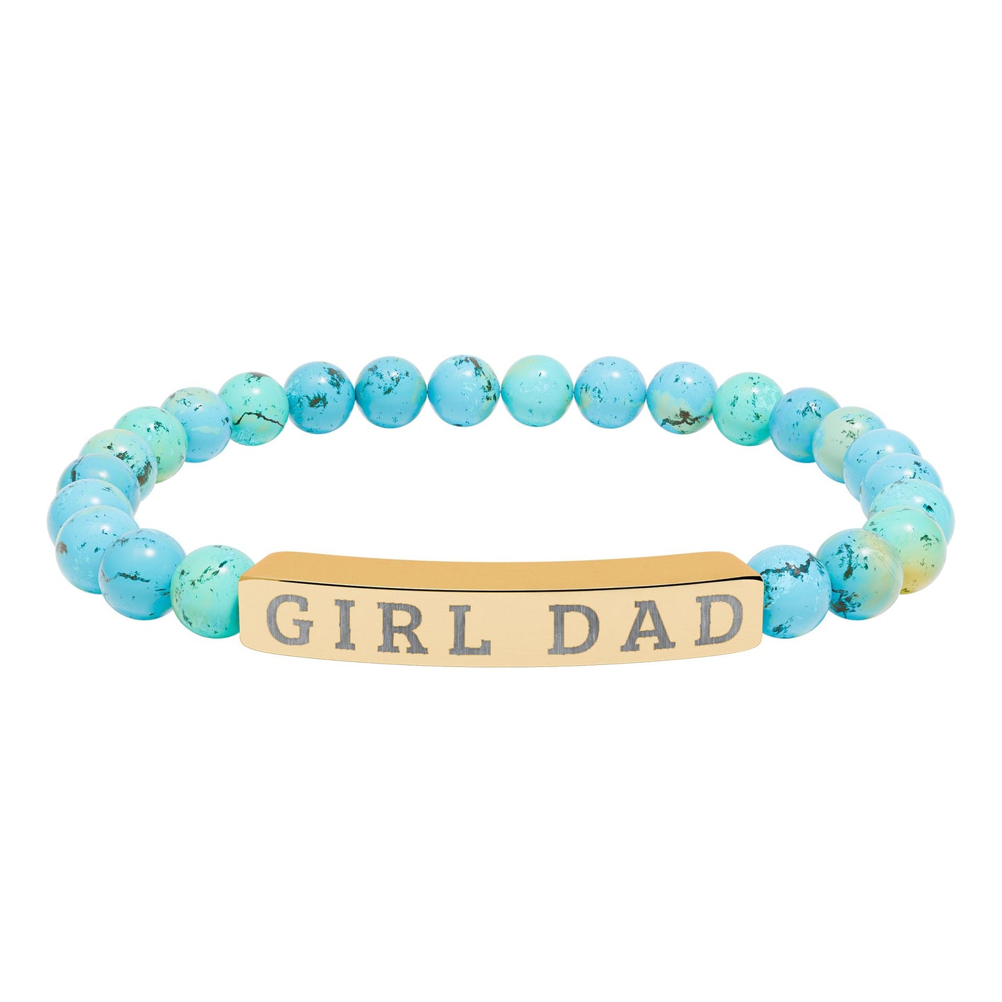 GIRL DAD – Engraved Natural Stone Stretch Bar Bracelet