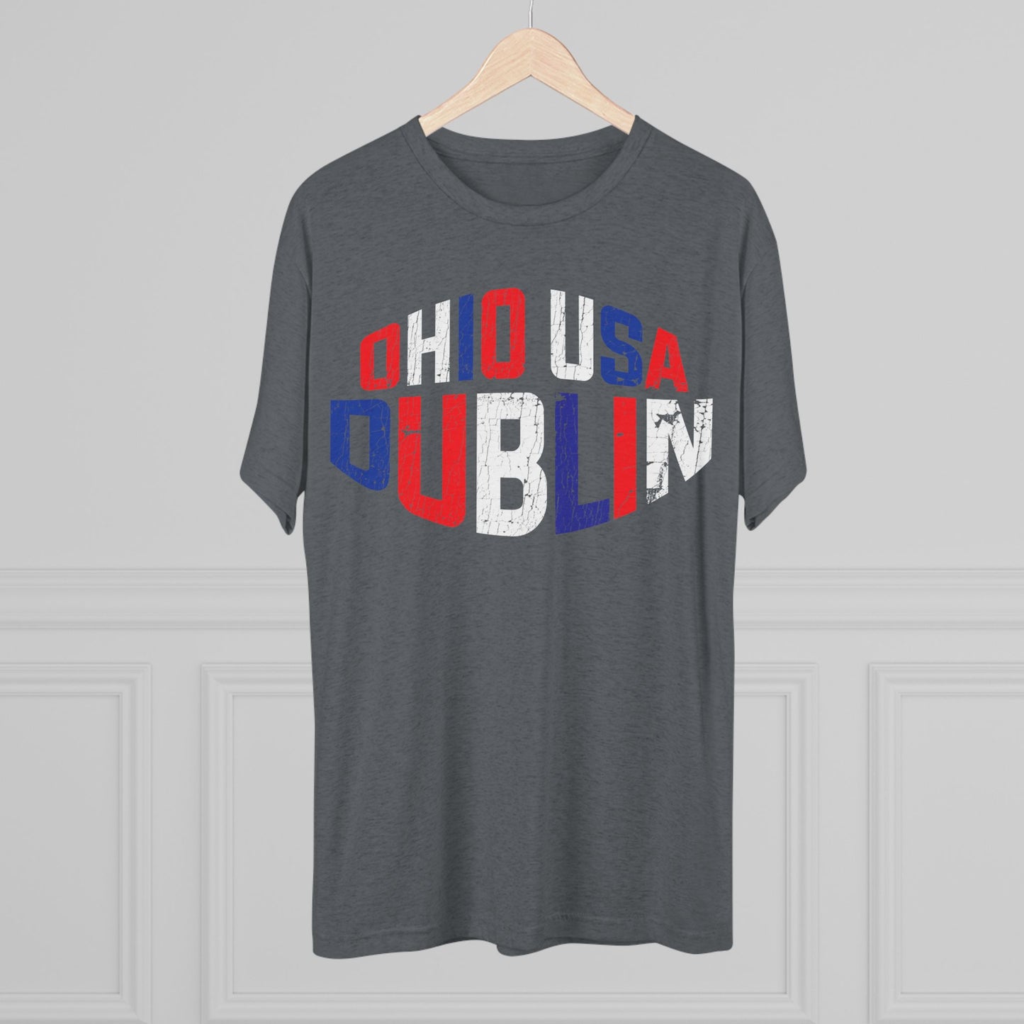 OHIO USA_DUBLIN_Distressed-Unisex Tri-Blend Crew Tee