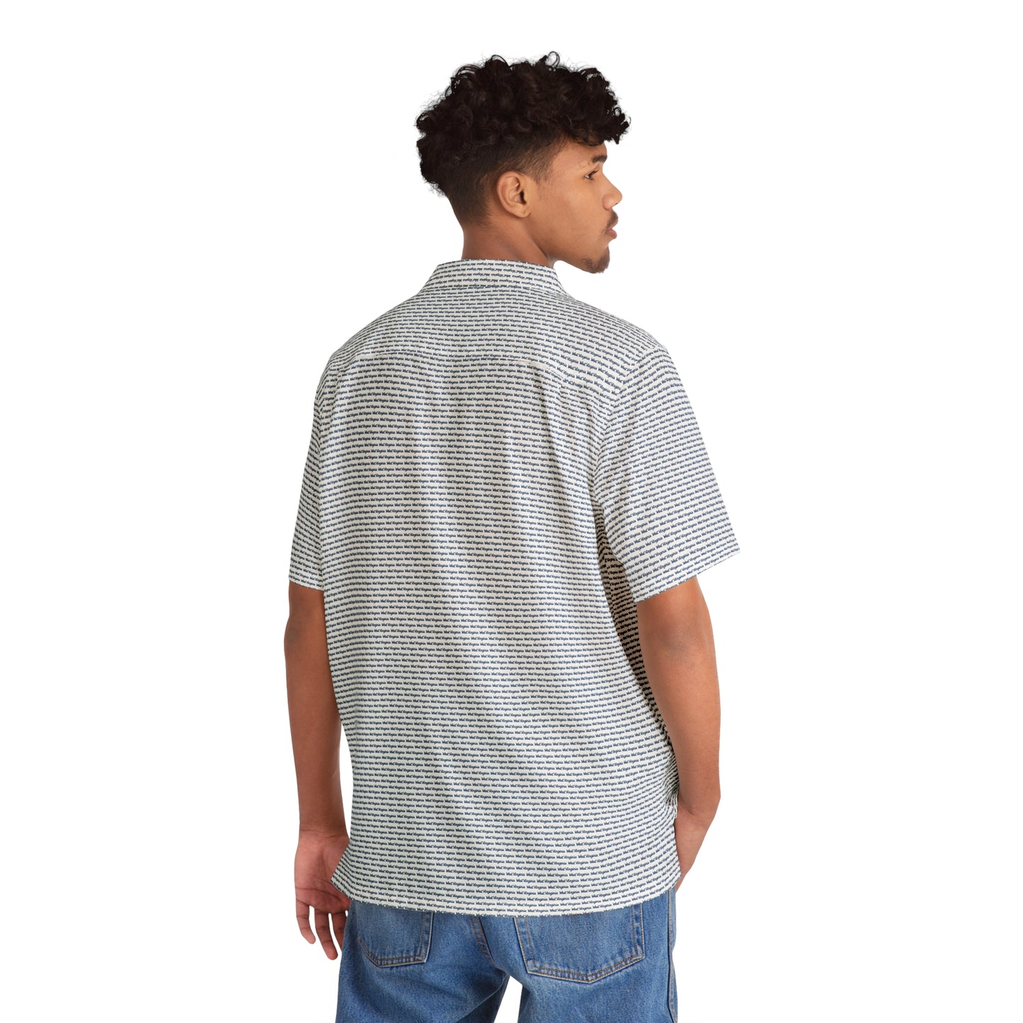 SCRIPT WEST VIRGINIA_MORGANTOWN_WV STATE SHAPE-Men's Hawaiian Shirt (AOP)