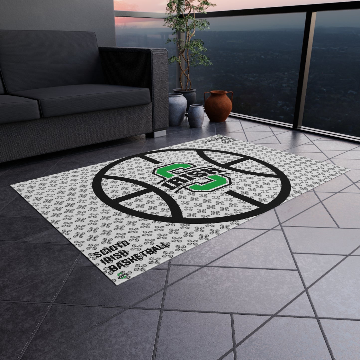 SCIOTO IRISH BASKETBALL-48"x72"-Outdoor Rug