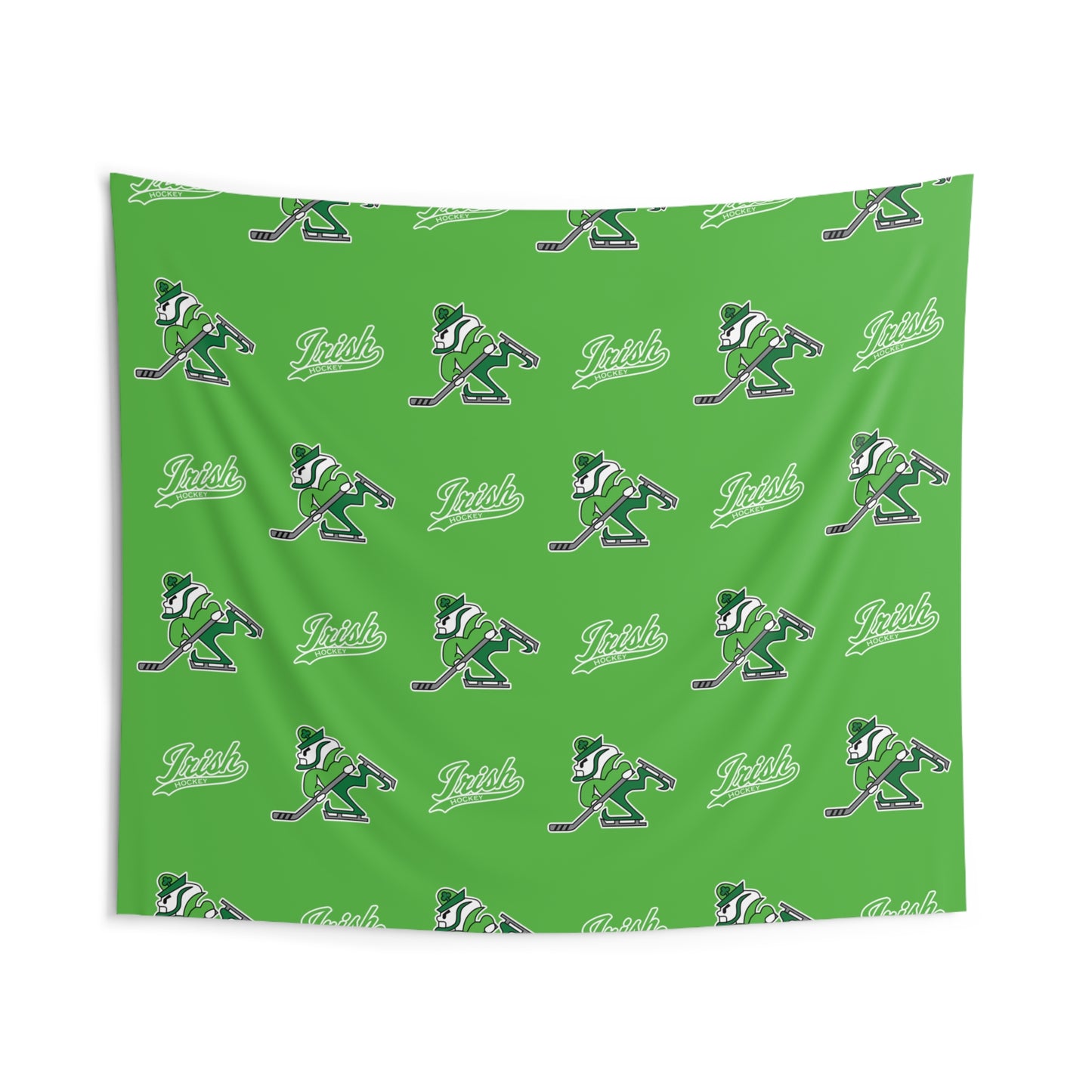 Hockey Player Pattern Indoor Wall Tapestry – Green Team Logo Repeat