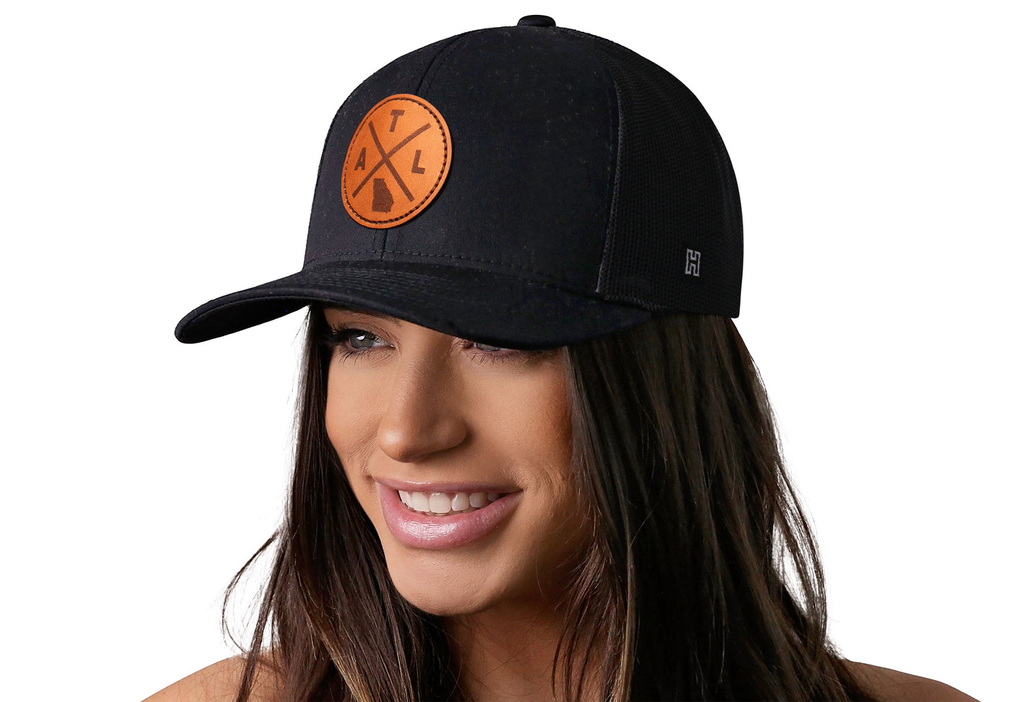 Atlanta Trucker Hat Leather | Black ATL X Snapback