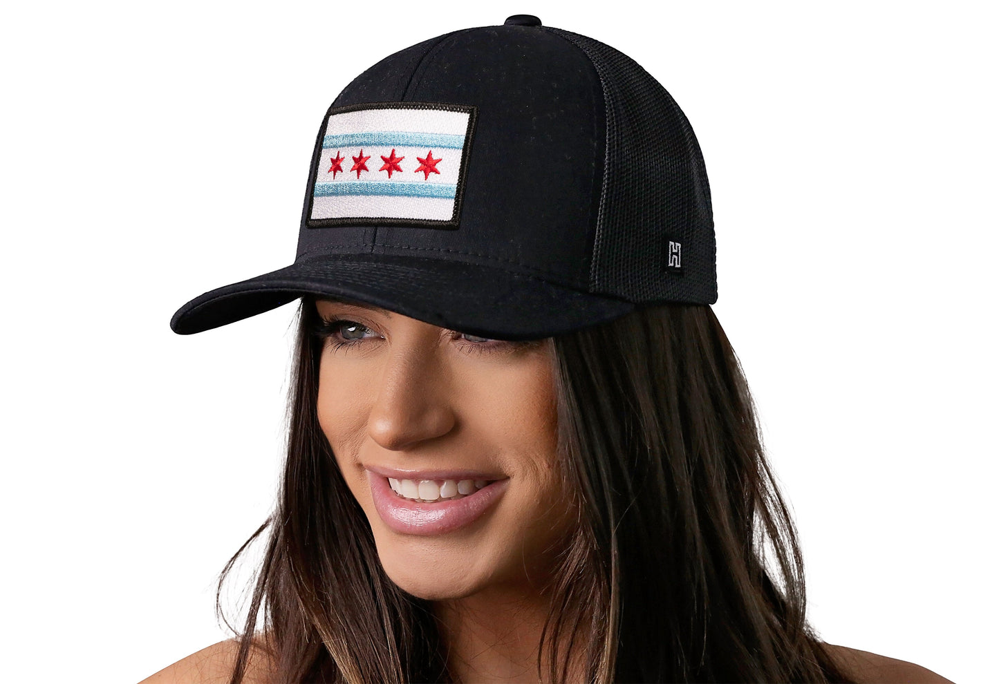 Chicago Flag Trucker Hat | Black City Snapback