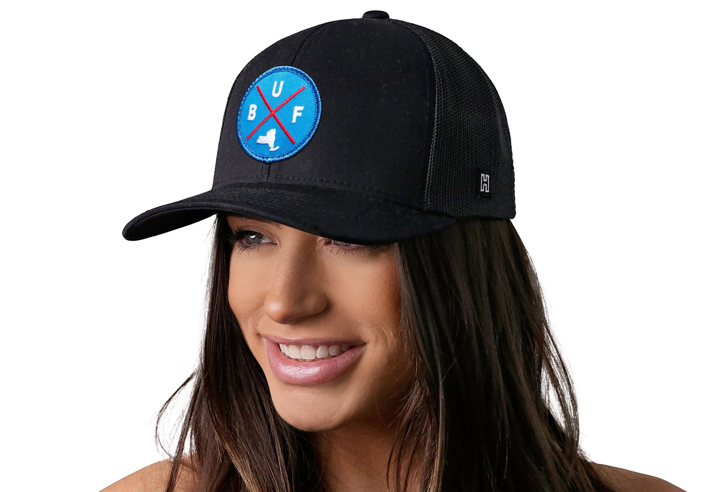Buffalo Trucker Hat | Blue Red BUF X | Black Snapback