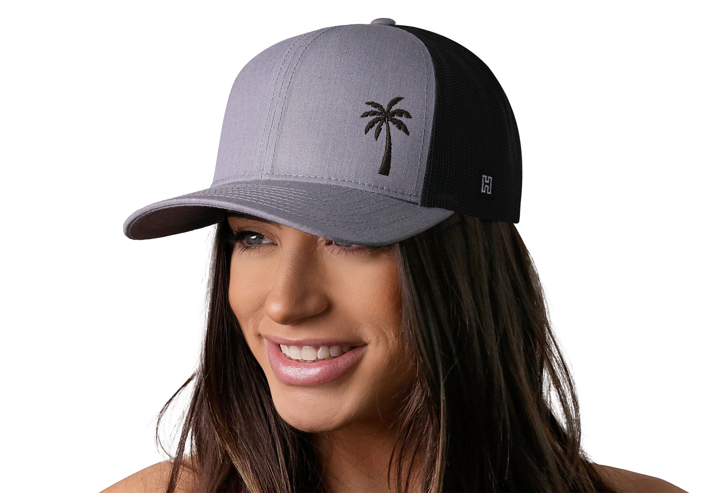 Palm Tree Trucker Hat | Gray-Black Island Snapback