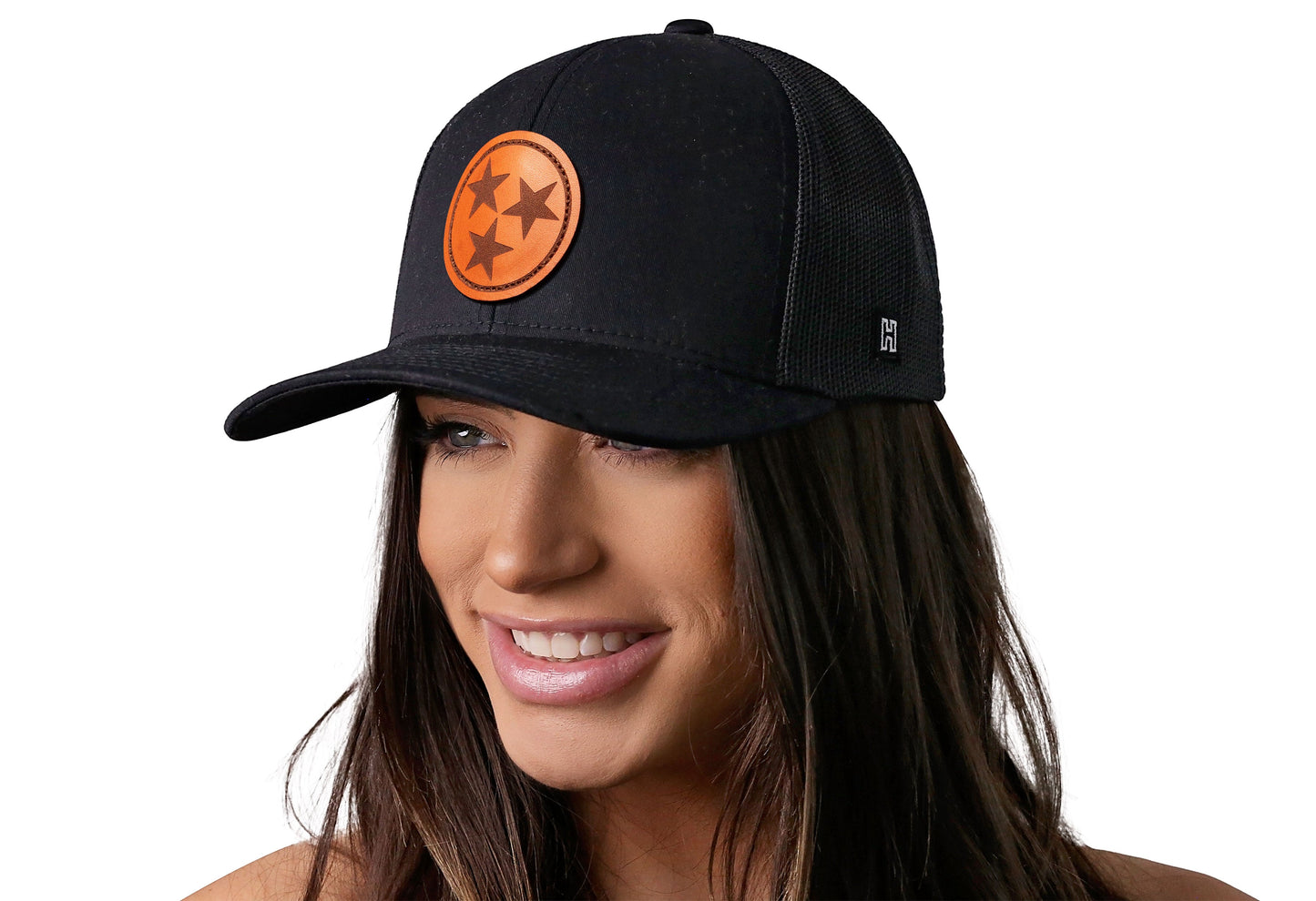 Tennessee Flag Trucker Hat Leather | Black Tennessee Flag Snapback