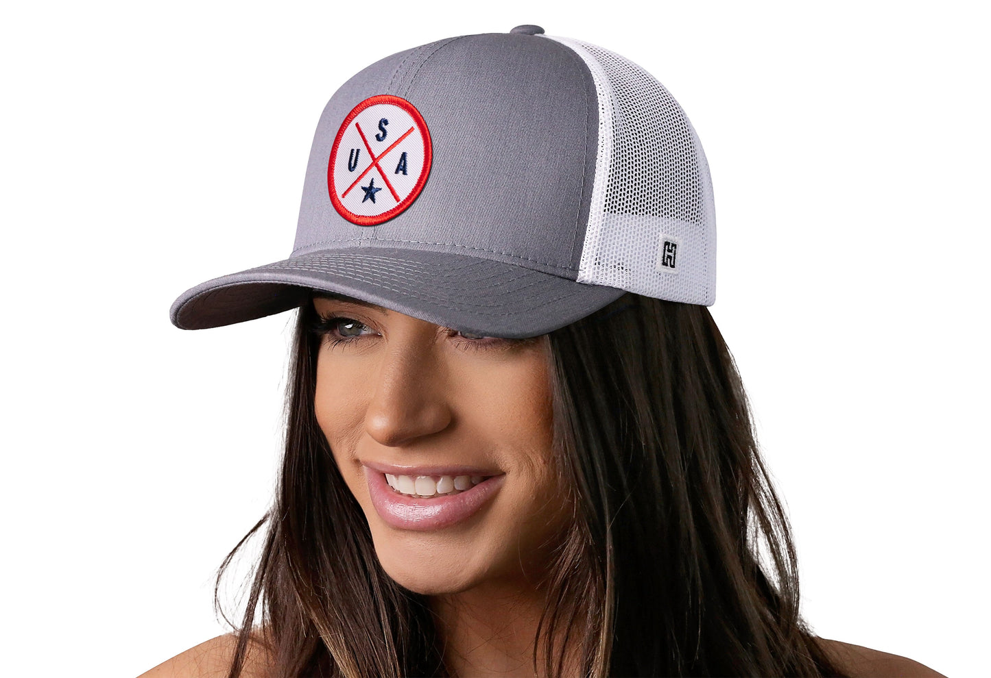 USA Trucker Hat | Gray-White America Snapback