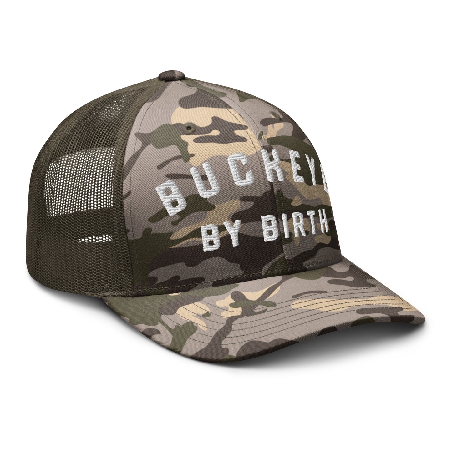 BUCKEYE BY BIRTH-Camouflage trucker hat