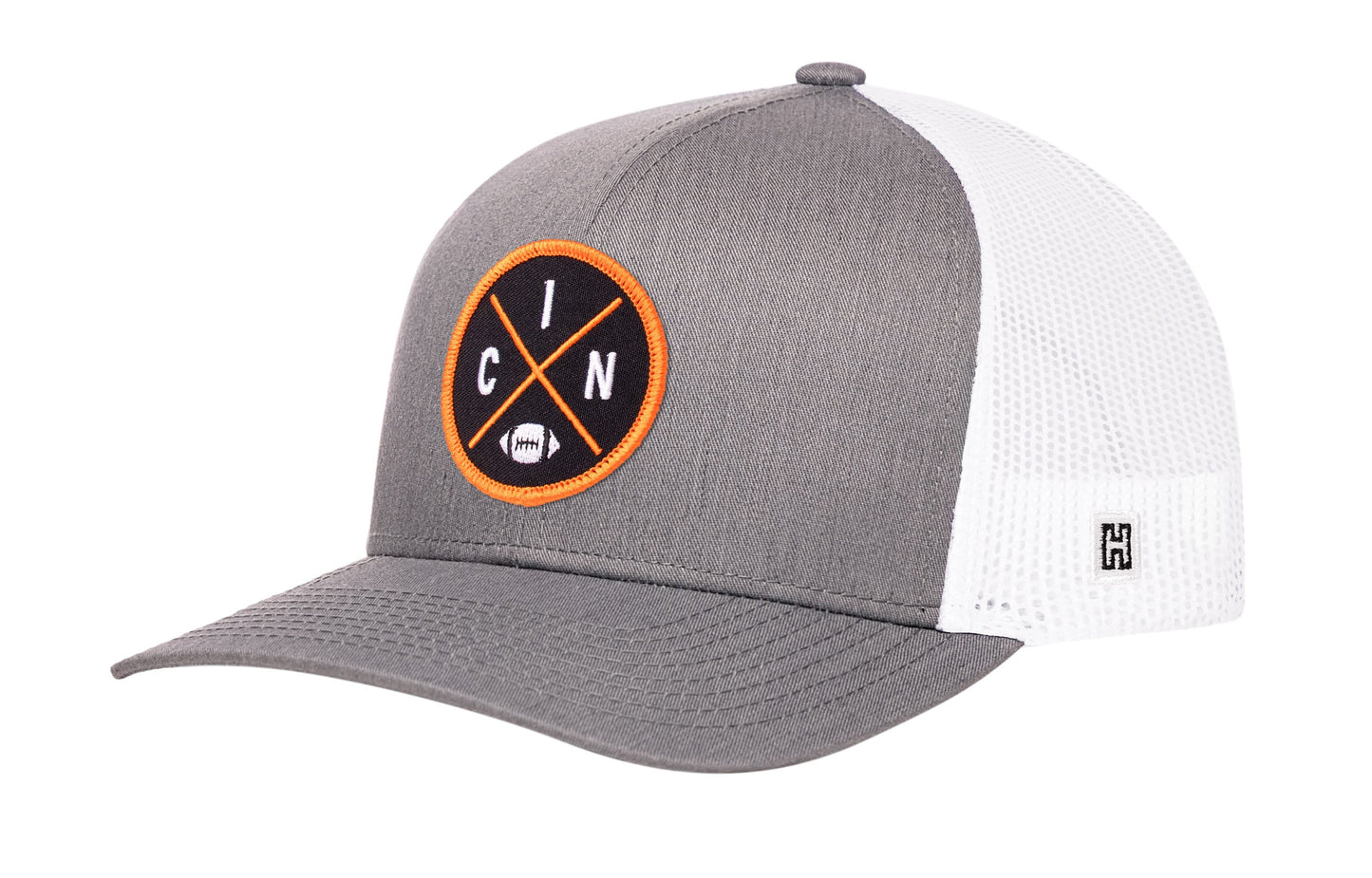 Cincinnati Trucker Hat | Black CIN X Football Snapback