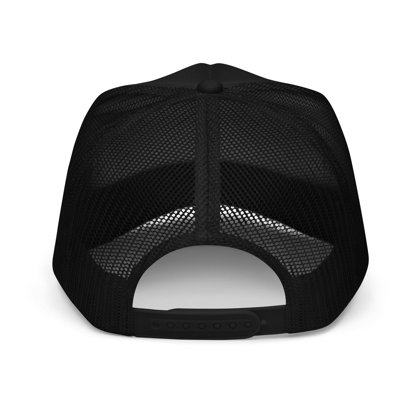 Script D (black with white outline) - Foam trucker hat