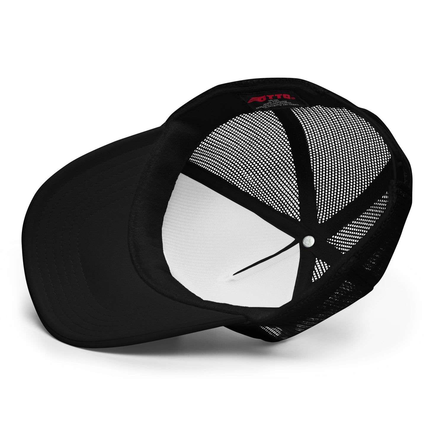Script D (black with white outline) - Foam trucker hat