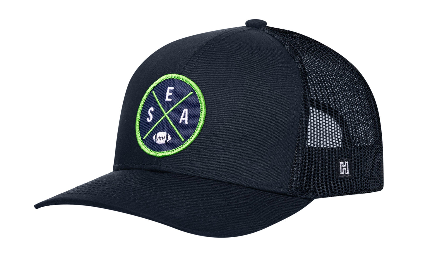 Seattle Trucker Hat | Black SEA X Football Snapback