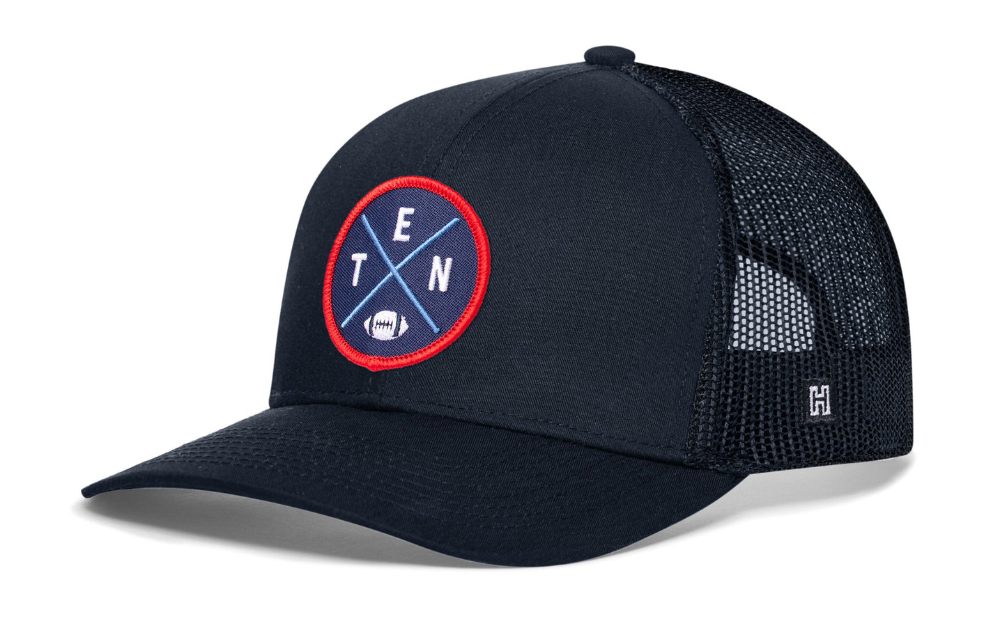 Tennessee Trucker Hat | Black TEN X Football Snapback