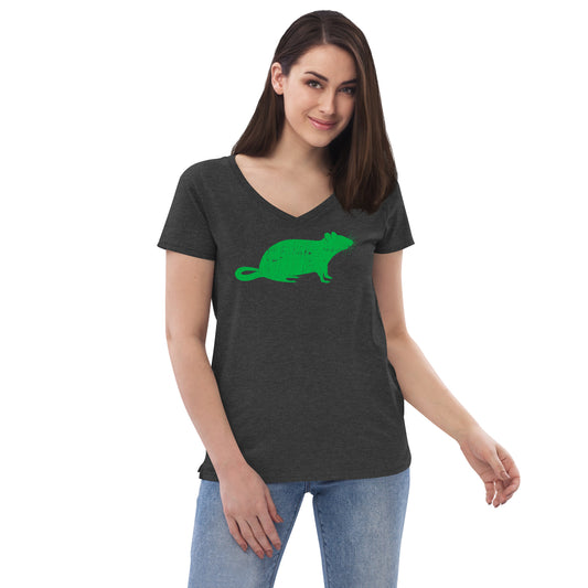 RAT (distressed)-Women’s recycled v-neck t-shirt