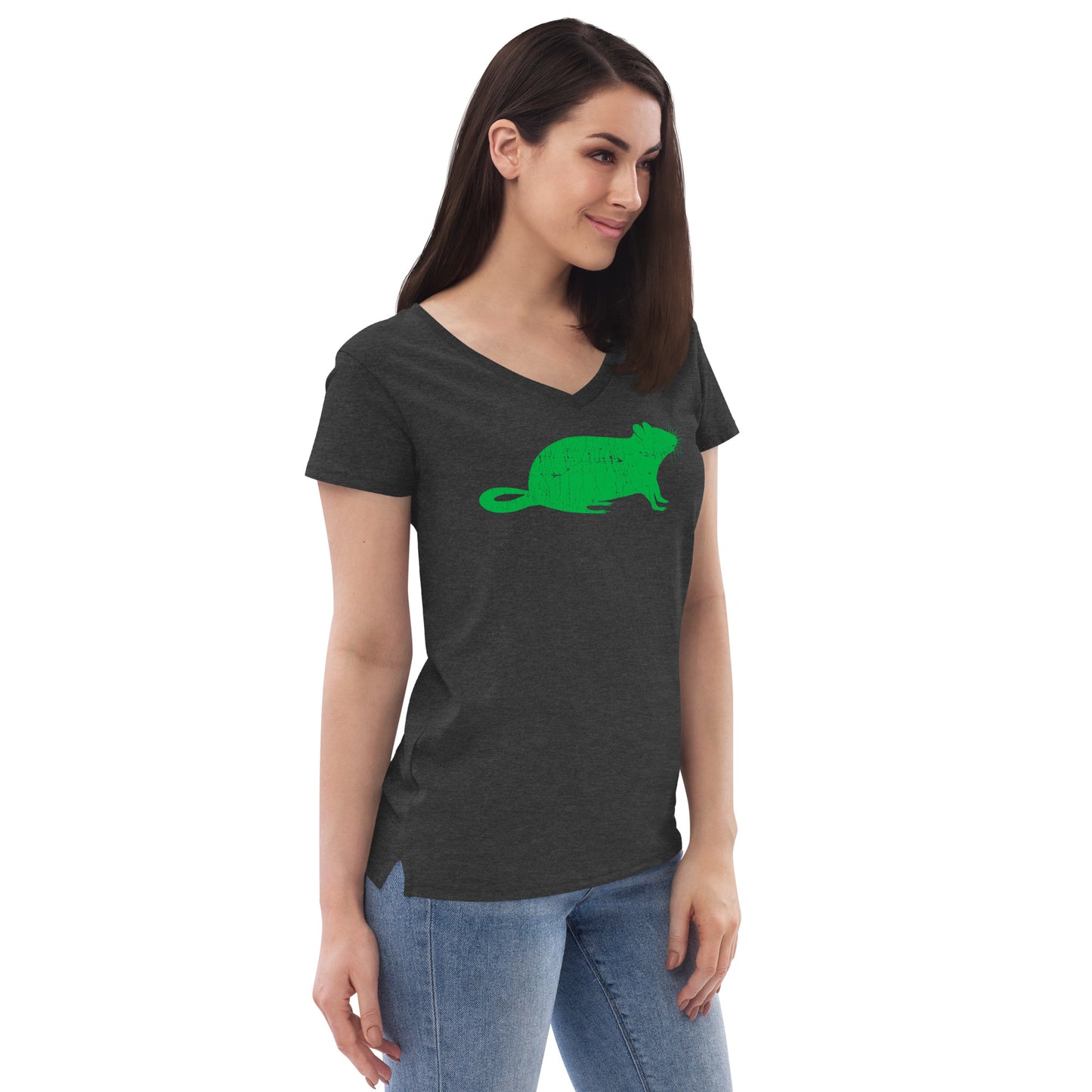 RAT (distressed)-Women’s recycled v-neck t-shirt