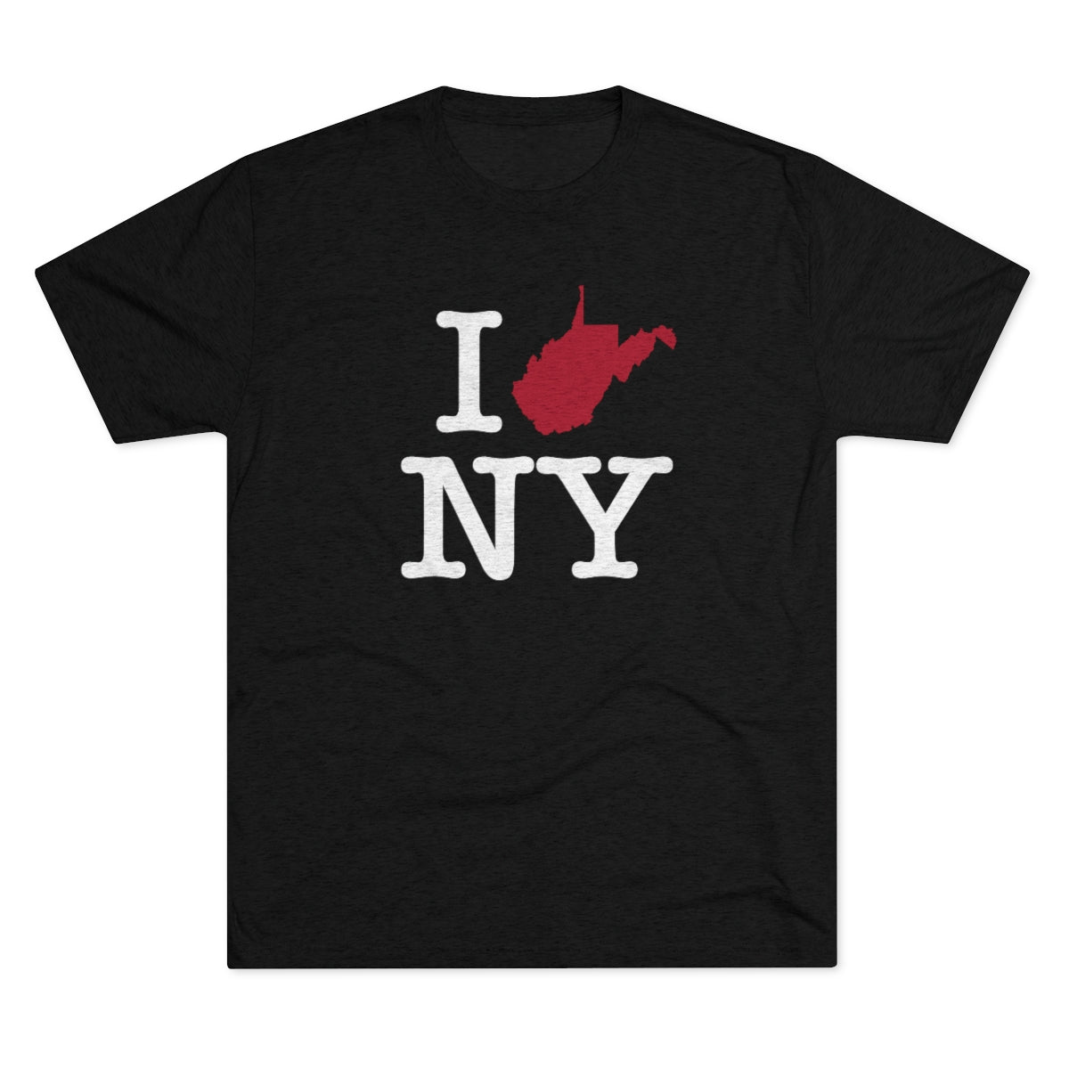 I (heart) WV state shape NY — Men's Tri-Blend Vintage Black Crew Tee