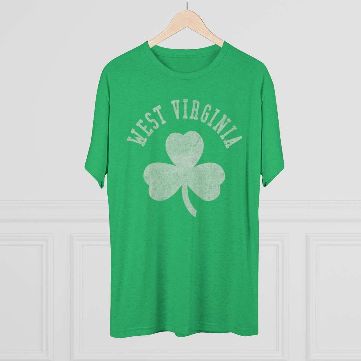 WEST VIRGINIA ARCH_SHAMROCK-DISTRESSED-IRISH GREEN-Unisex Tri-Blend Crew Tee