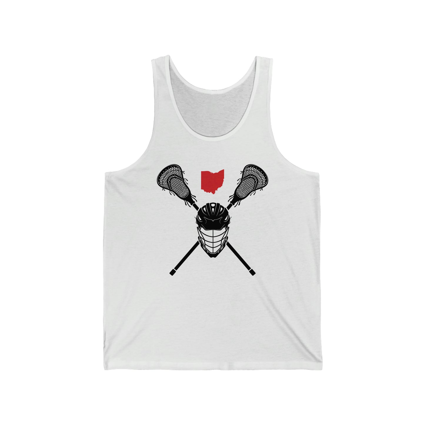 HELMET STICKS_OH STATE SHAPE-Unisex Jersey Tank