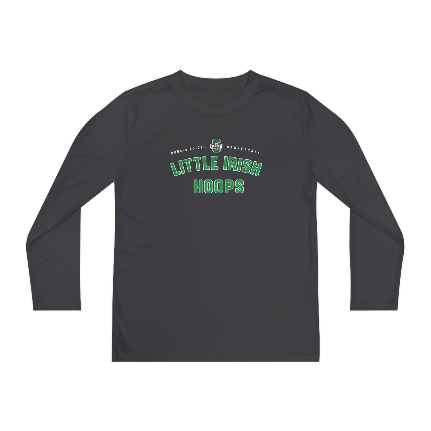LITTLE IRISH HOOPS_DUBLIN SCIOTO_LOGO-Distressed-Youth Long Sleeve Competitor Tee