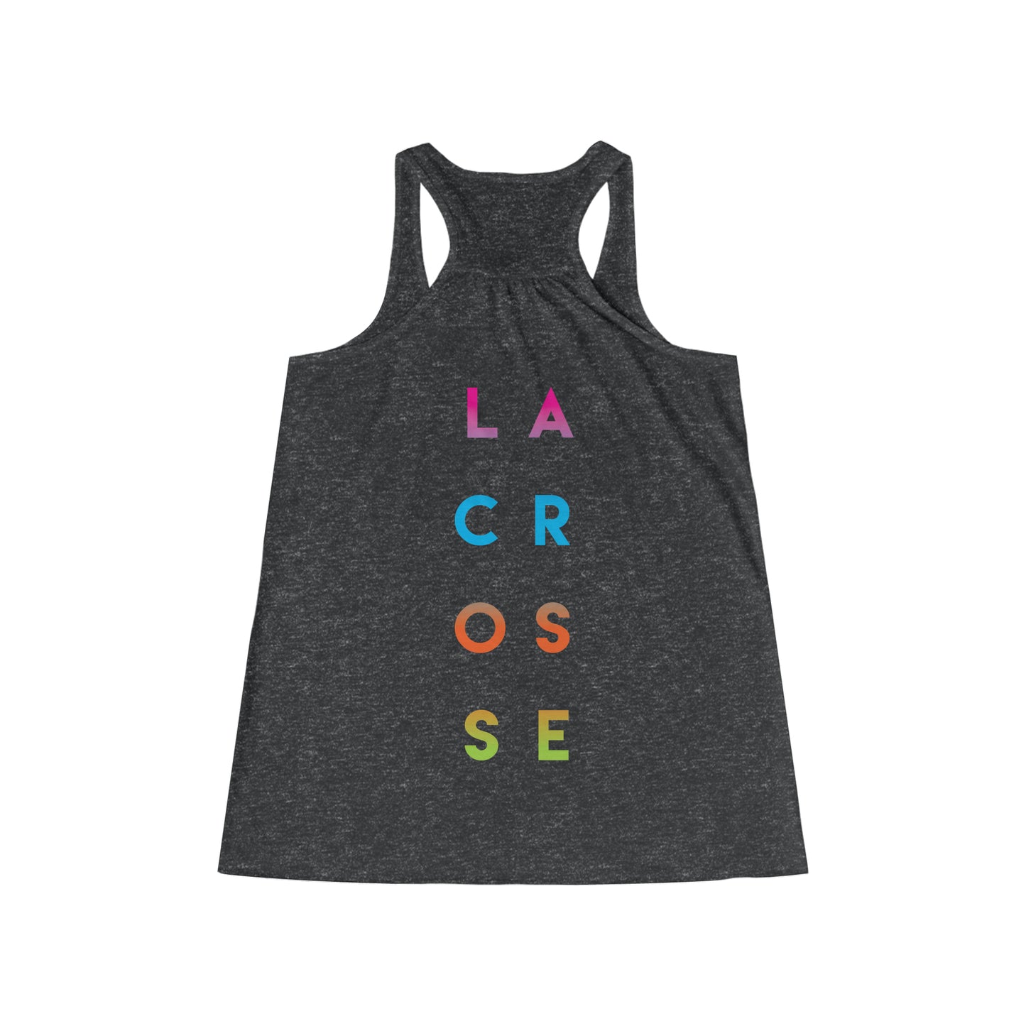 COLOR FADE PLAYER_(back) LACROSSE (stacked)-Women's Flowy Racerback Tank