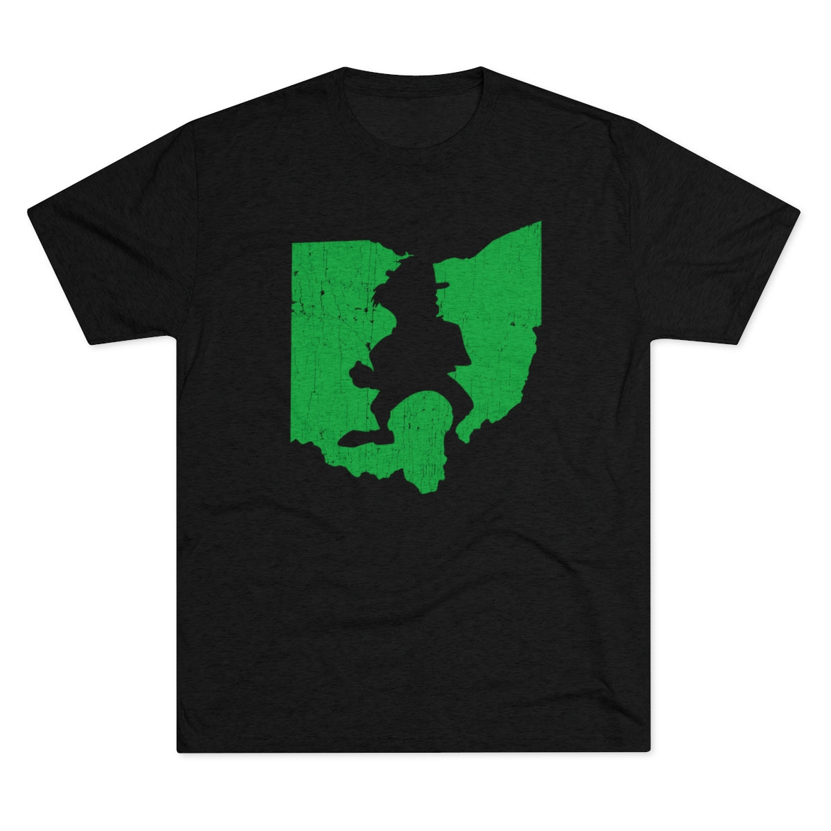 STATE OH SHAPE_MASCOT KNOCKOUT-Unisex Tri-Blend Crew Tee