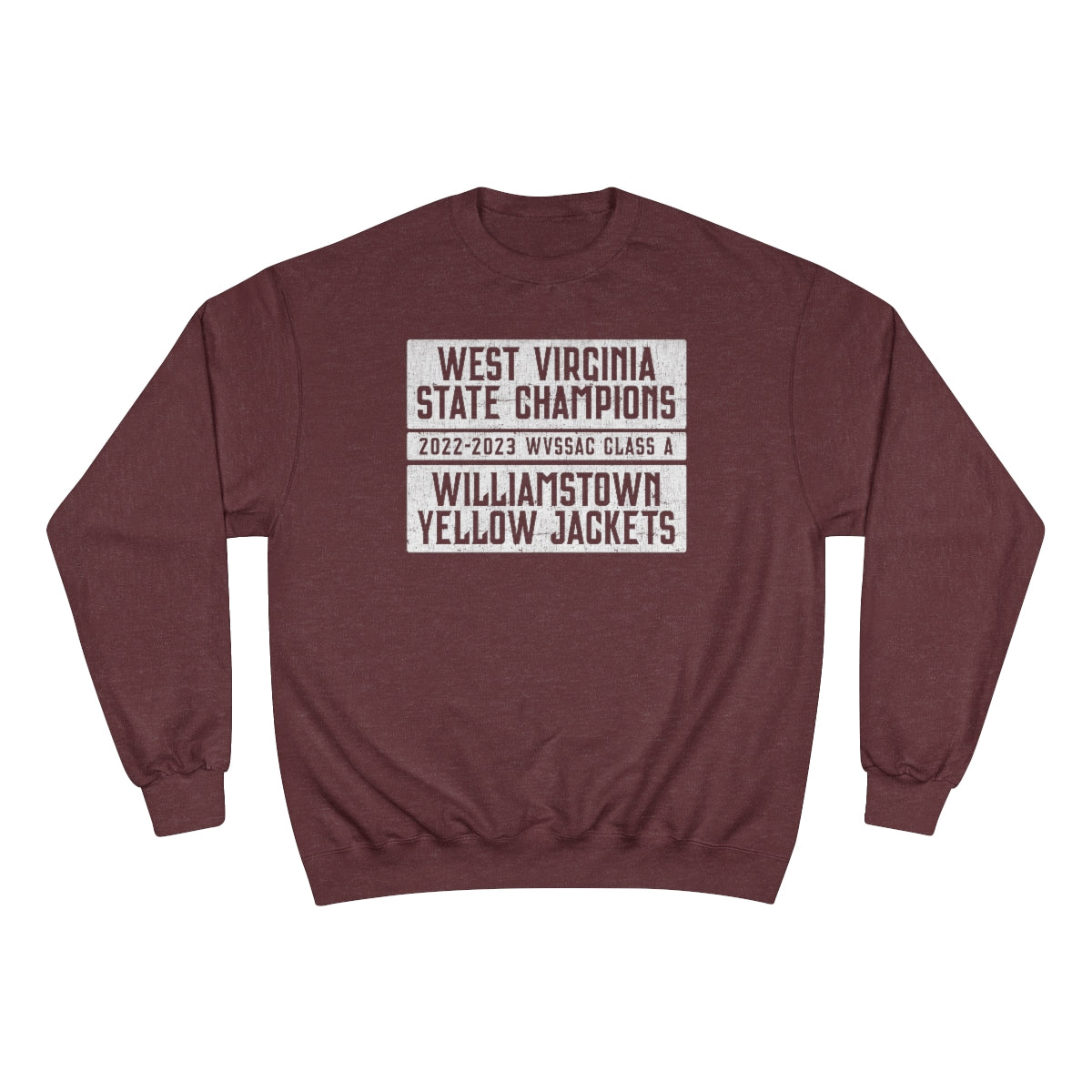 WEST VIRGINIA STATE CHAMPIONS-WHITE COLOR BLOCK-Distressed-Champion Sweatshirt