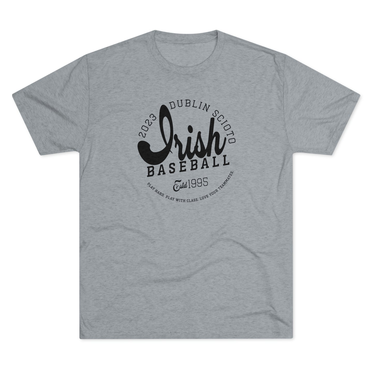 IRISH(script) BASEBALL_2023 DUBLIN SCIOTO_EST 1995-Unisex Tri-Blend Crew Tee