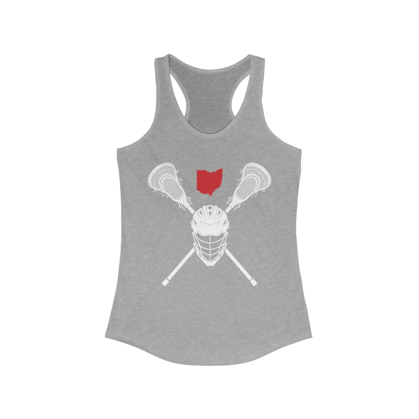 HELMET STICKS_OH STATE SHAPE-Women's Ideal Racerback Tank