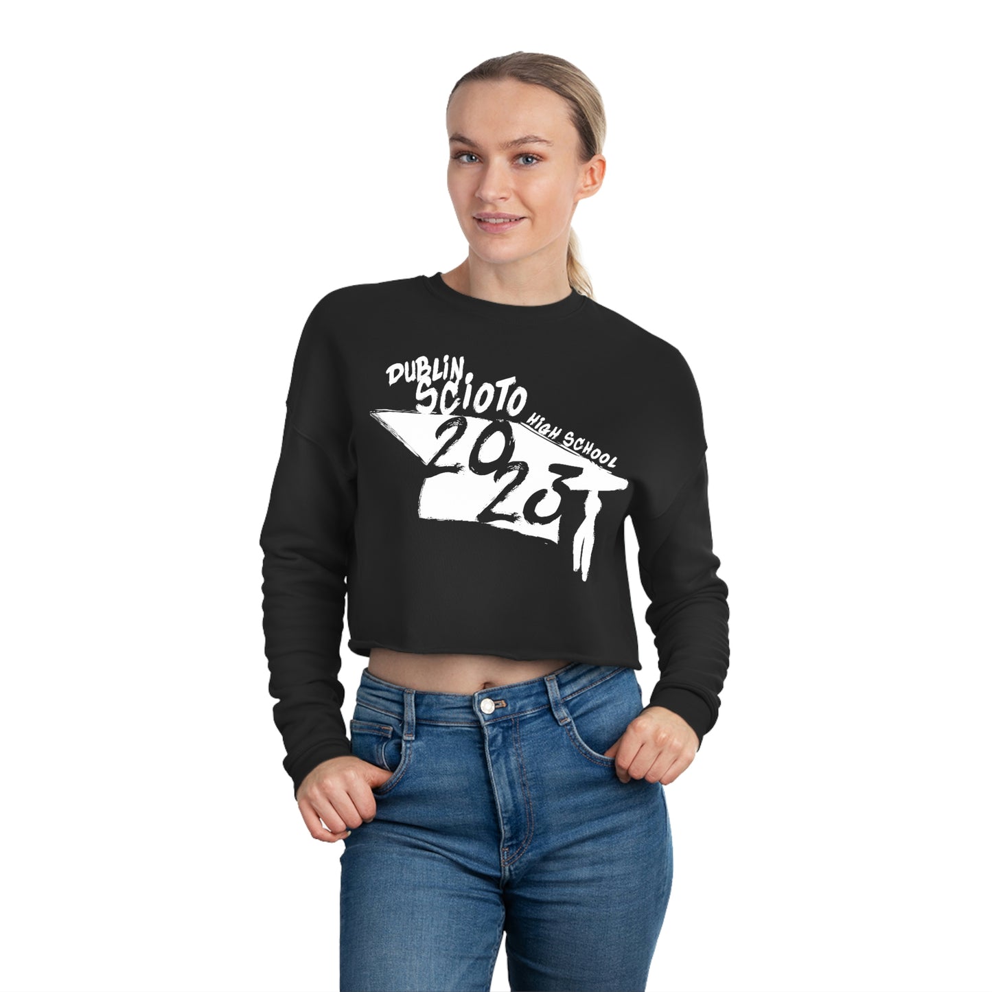 DUBLIN SCIOTO HIGH SCHOOL 2023_GRAD CAP-Women's Cropped Sweatshirt