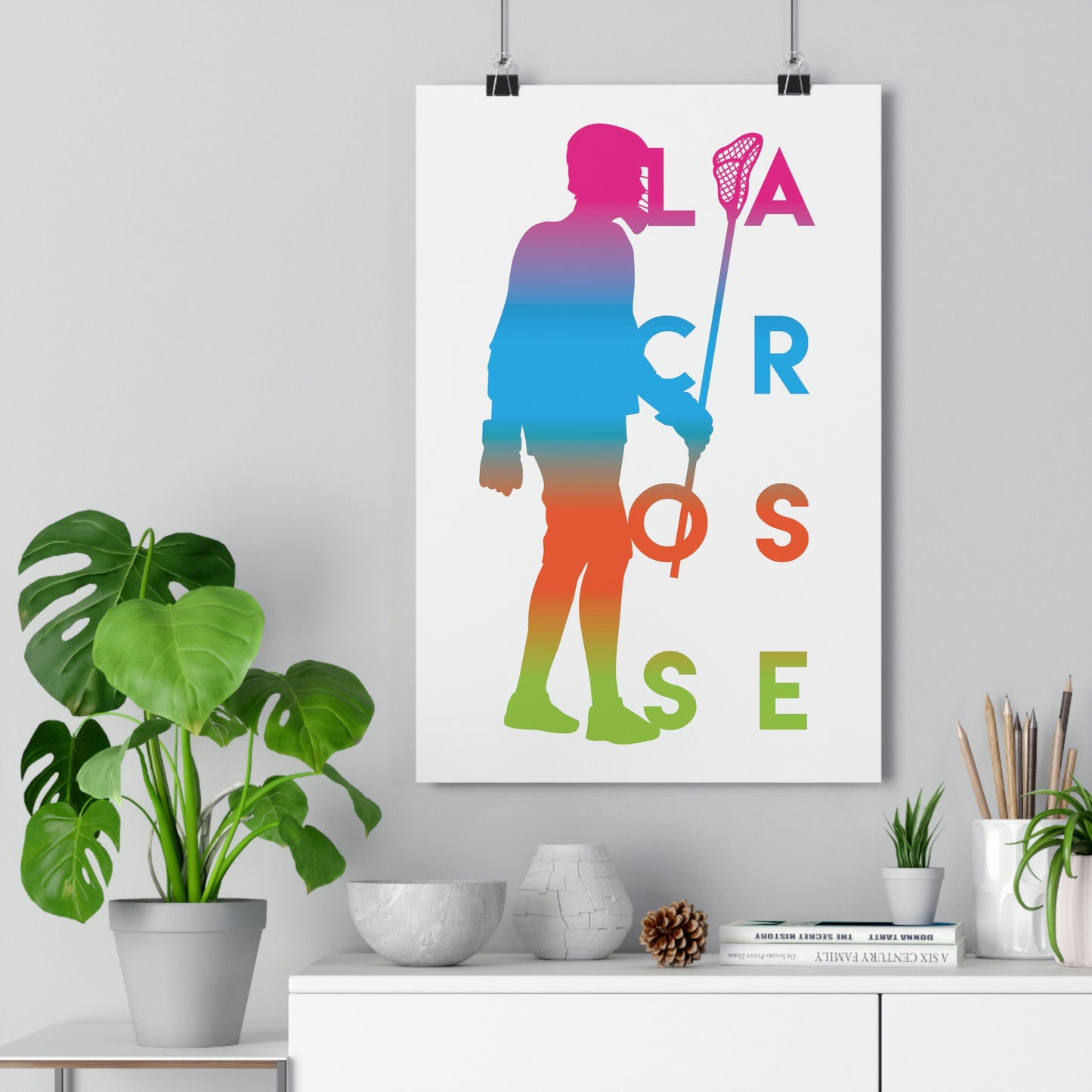 12x18 COLOR FADE_PLAYER LACROSSE-Premium Poster