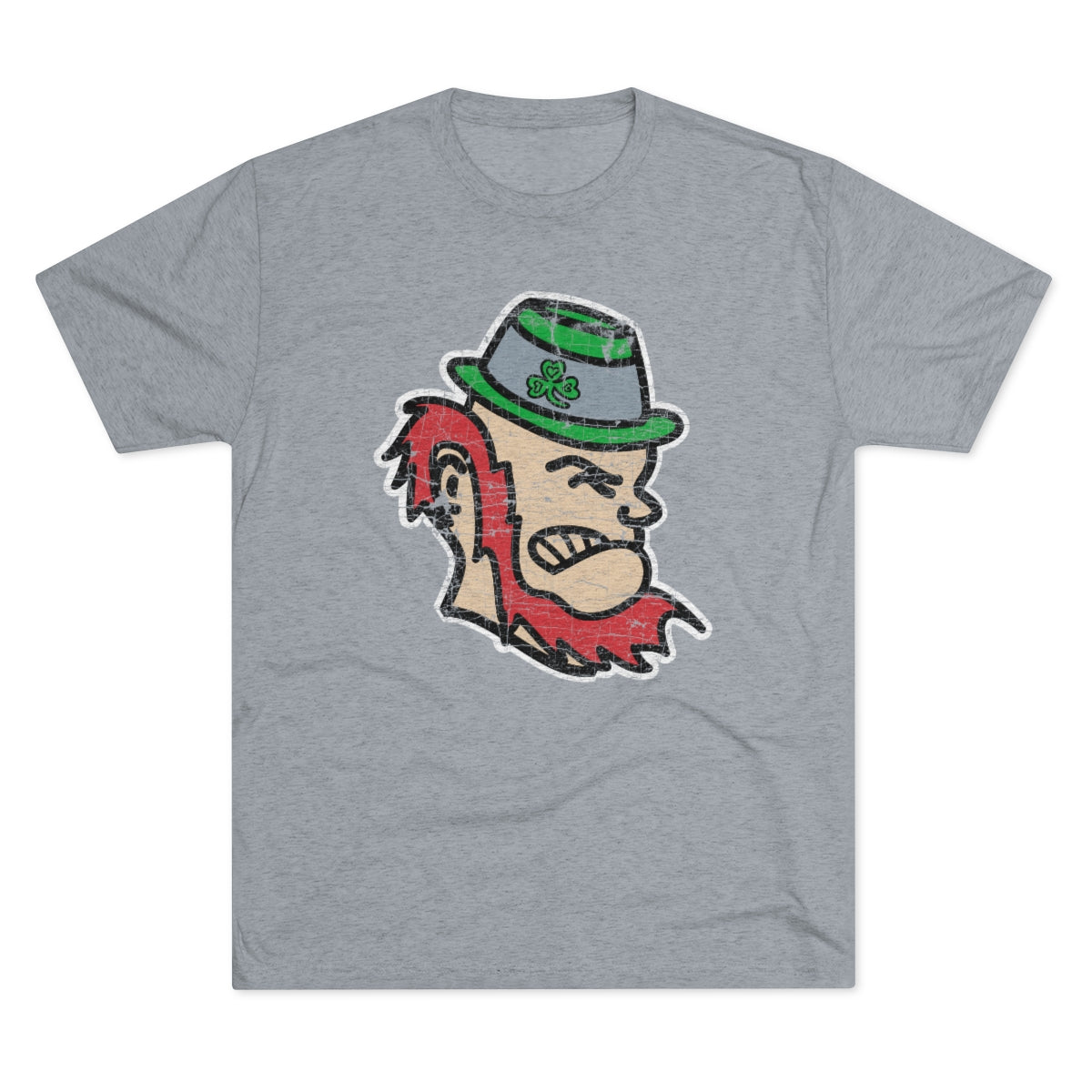 IRISH MASCOT_Large coverage-distressed-Unisex Tri-Blend Crew Tee