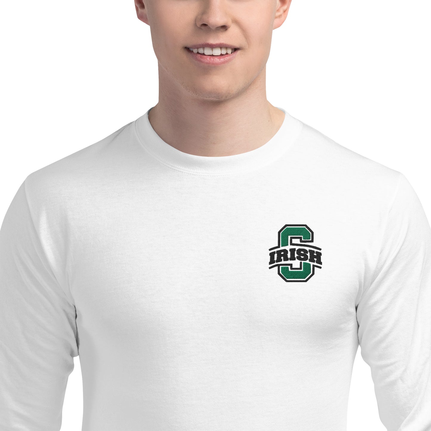 BLOCK S_LOGO-Embroidered-Men's Champion Long Sleeve Shirt