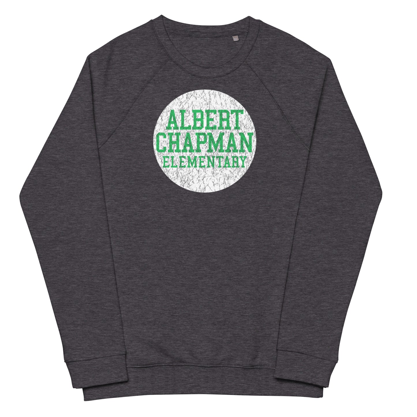 ALBERT CHAPMAN ELEMENTARY_distressed_medallion-Unisex organic raglan sweatshirt