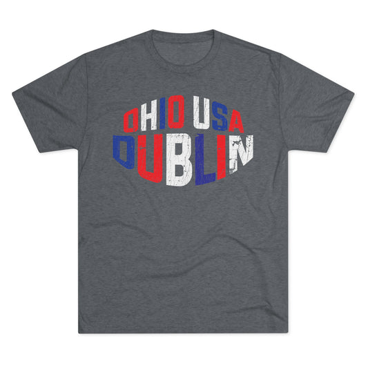 OHIO USA_DUBLIN_Distressed-Unisex Tri-Blend Crew Tee