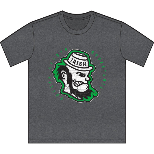 DUBLIN SCIOTO BASKETBALL_LEPRECHAUN HEAD ICON_DISTRESSED-Unisex Sueded T-Shirt