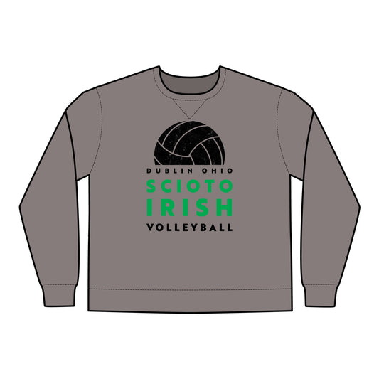 DUBLIN OHIO_SCIOTO_IRISH_VOLLEYBALL_BALL GRAPHIC-Unisex ComfortWash® Garment Dyed Crewneck Sweatshirt