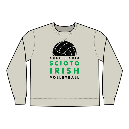 DUBLIN OHIO_SCIOTO_IRISH_VOLLEYBALL_BALL GRAPHIC-Unisex ComfortWash® Garment Dyed Crewneck Sweatshirt