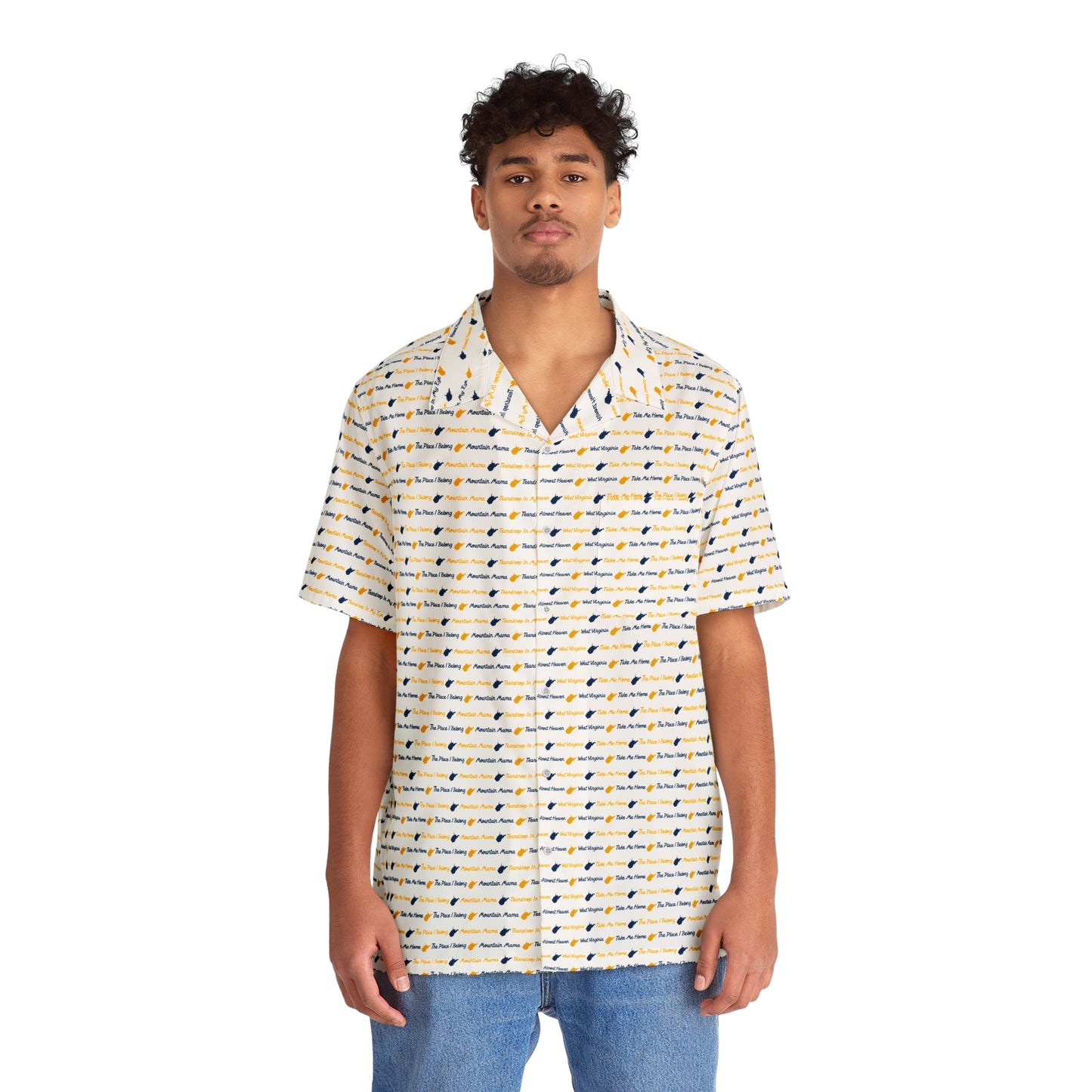 WV_TYPOGRAPHY_STATE SHAPE-Men's Hawaiian Shirt (AOP)