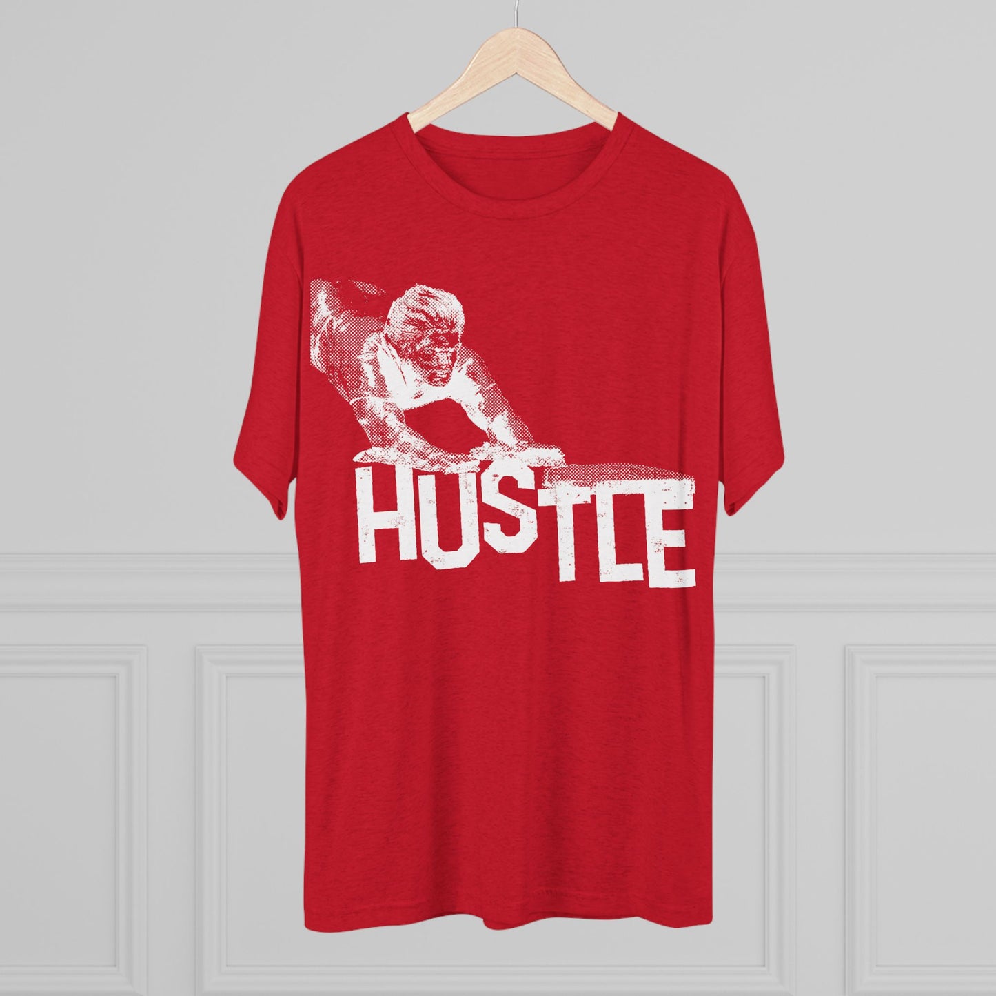 HUSTLE (all white)-Unisex Tri-Blend Crew Tee